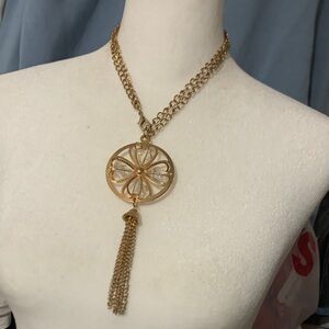 Elegant Gold Pendant With Crystal beaded Necklace